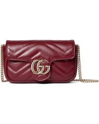Gucci - Super Mini Leather Gg Marmont Shoulder Bag - Lyst