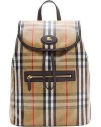 Burberry - Leather-Trim Check Highlands Backpack - Lyst
