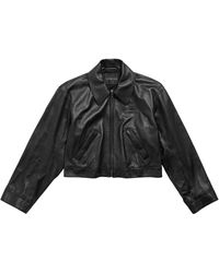 Balenciaga - Cropped Leather Jacket - Lyst