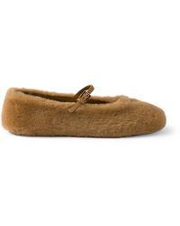 Prada - Shearling Ballet Flats - Lyst