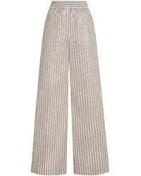 Brunello Cucinelli - Cotton Sequinned Stripe Trousers - Lyst