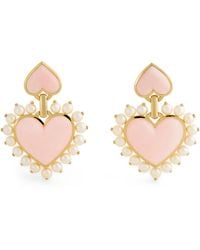Emily P. Wheeler - Yellow Gold, Pink Opal And Pearl Heart Earrings - Lyst