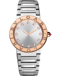 BVLGARI - Stainless Steel And Rose Gold Watch 33mm - Lyst