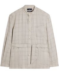 dunhill - Wool-Silk-Linen Check Belted Jacket - Lyst