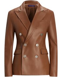 Ralph Lauren - Leather Double-Breasted Blazer - Lyst