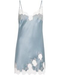 Carine Gilson - Silk Lace-Trim Short Slip Dress - Lyst