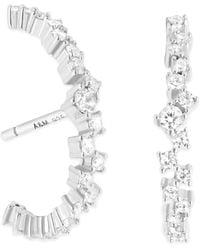 Astrid & Miyu - Rhodium-Plated And Crystal Orbit Dome Stud Earrings - Lyst