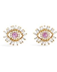 Suzanne Kalan - Diamond And Sapphire Mini Evil Eye Stud Earrings - Lyst