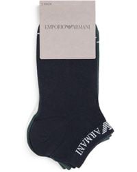 Emporio Armani - Cotton-Blend Jacquard Logo Ankle Socks - Lyst