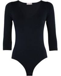 FALKE - Cropped-Sleeve V-Neck Bodysuit - Lyst