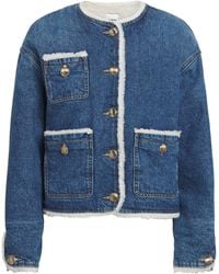 Sandro - Faux Shearling-Lined Denim Jacket - Lyst