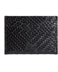 Harrods Weave Leather Card Holder - Black