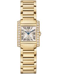 Cartier - Small Yellow Gold And Diamond Tank Française Watch 21.2mm - Lyst