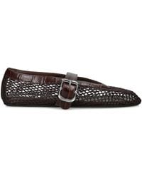Alaïa - Croc-Embossed Leather Mesh Ballet Flats - Lyst