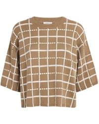 Lafayette 148 New York - Cashmere-Linen-Blend Grid Sweater - Lyst