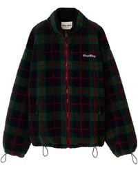 Miu Miu - Fleece Check Zip-Up Jacket - Lyst