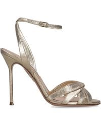 Aquazzura - Metallic Leather Soulmate Heeled Sandals 105 - Lyst