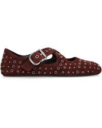 Alaïa - Suede Embellished Criss-Cross Ballet Flats - Lyst