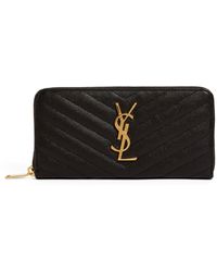 Saint Laurent - Monogram Matelasse Leather Zip Around Wallet - Lyst