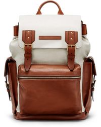 Brunello Cucinelli - Leather-canvas Backpack - Lyst