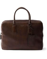 Prada - Leather Logo Briefcase - Lyst