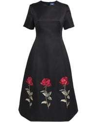 LEO LIN - Rose-Embroidered Caroline Midi Dress - Lyst