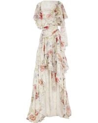 McQueen - Silk Floral Asymmetric Maxi Dress - Lyst