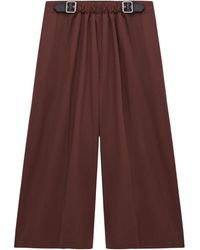 Loewe - Cotton-Silk Buckled Cropped Wide-Leg Trousers - Lyst