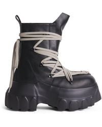 Rick Owens - Leather Megalace Mega Tractor Boots - Lyst