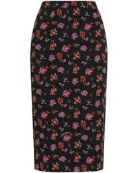 Dolce & Gabbana - Stretch-Silk Floral Midi Skirt - Lyst
