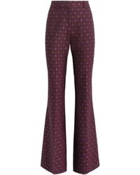 Etro - Wool-Cotton Floral Flared Trousers - Lyst