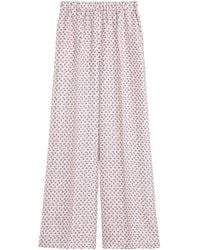 Max Mara - Silk Twill Printed Wide-Leg Trousers - Lyst