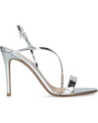 Gianvito Rossi - Metallic Leather Manhattan Heeled Sandals 95 - Lyst