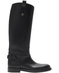 Burberry - Calf Leather Cavalier Knee-High Boots - Lyst