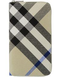 Burberry - Large Check Zip Wallet - Lyst