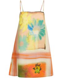 STAUD - Linen Floral Laura Mini Dress - Lyst