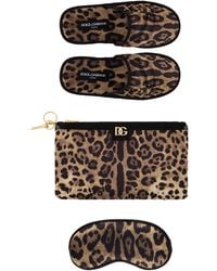 Dolce & Gabbana - Leopard Slippers And Sleep Mask Travel Set - Lyst