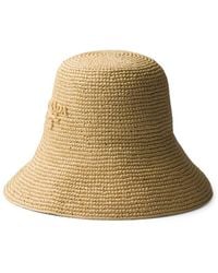 Prada - Brand-Embroidered Woven Bucket Hat - Lyst