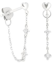 Astrid & Miyu - And Topaz Heart Chain Earrings - Lyst