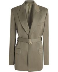Victoria Beckham - Melange Wool Belted Blazer - Lyst