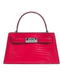 Tory Burch - Mini Croc Leather Lee Radziwill Top-Handle Bag - Lyst