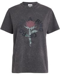 Ganni - Cotton Roses T-Shirt - Lyst