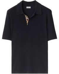 Burberry - Wool Check-Detail Polo Shirt - Lyst
