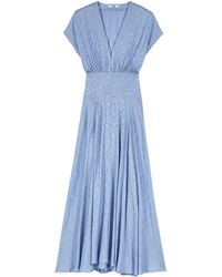 Maje - Satin Floral Midi Dress - Lyst