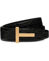 Tom Ford - Leather Reversible T Icon Belt - Lyst