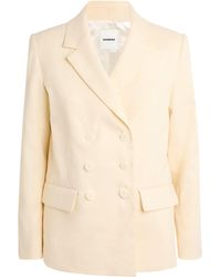 Sandro - Linen-Cotton Double-Breasted Suit Jacket - Lyst