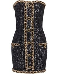 Balmain - Sequin-embellished Mini Dress - Lyst