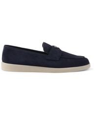 Prada - Suede Triangle Loafers - Lyst