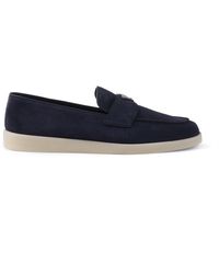 Prada - Suede Triangle Loafers - Lyst