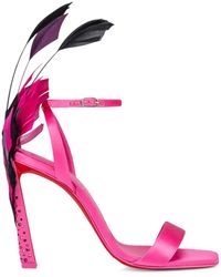 Christian Louboutin - Condora Queen Feather-embellished Sandals 100 - Lyst